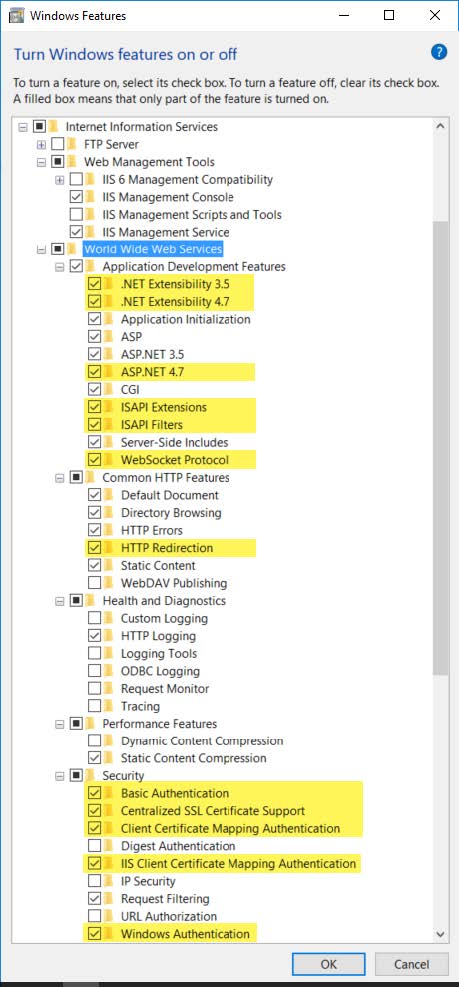 windows iis features