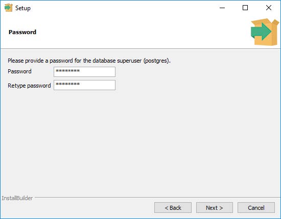 postgreSQL install password