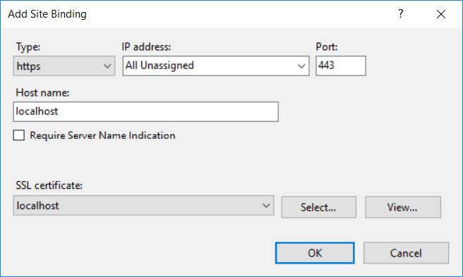 windows iis add site binding