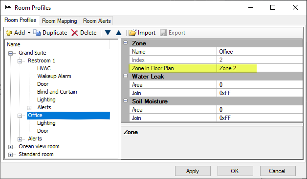 sb room profiles zone in floor plan