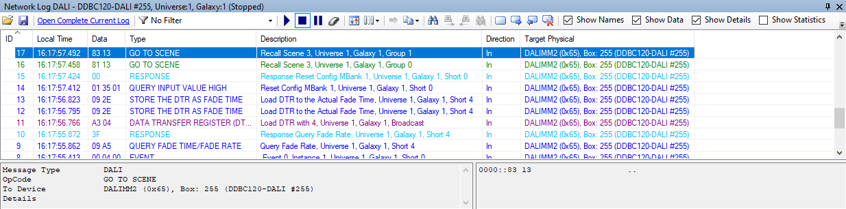 sb network log dali