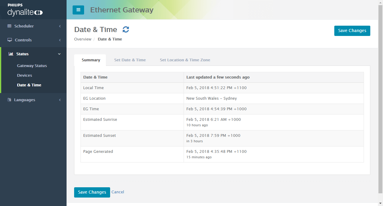 eg web status date time summary