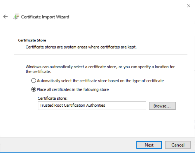 sb cert import wizard trca