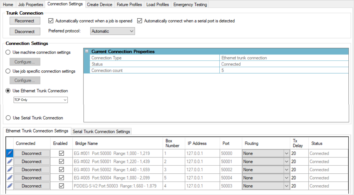 sb connection settings job