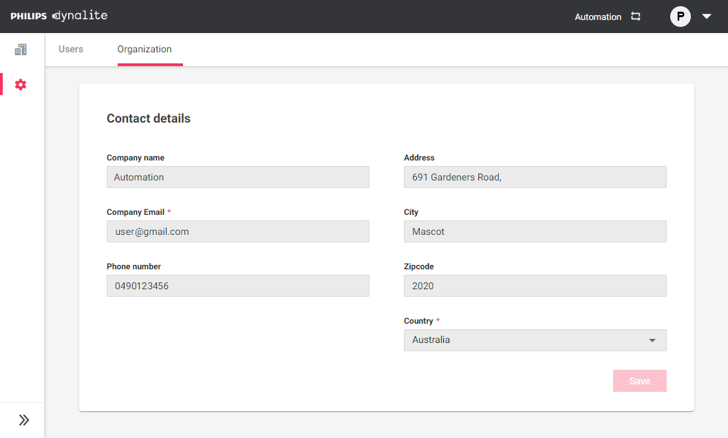 caretaker settings organization