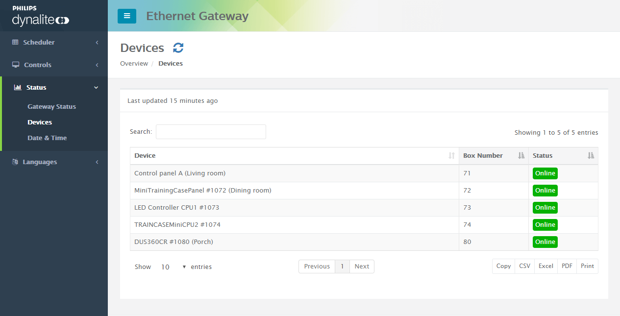 eg web status devices