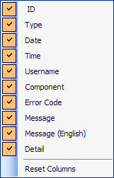 sb application log columns