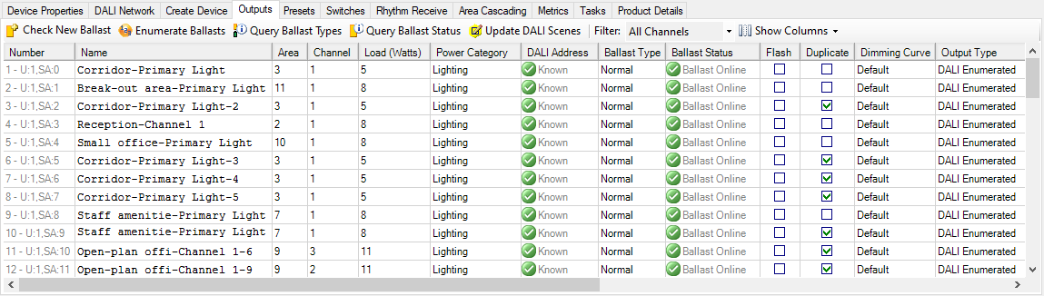 sb dali device outputs editor