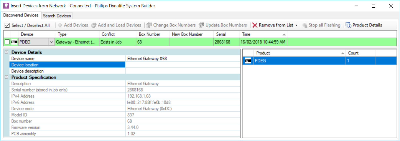 sb discovered devices pdeg