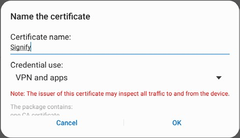 android certificate name use