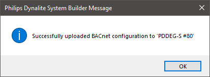 sb bacnet wizard upload success