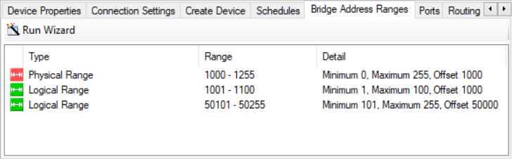 sb bridge address ranges tab