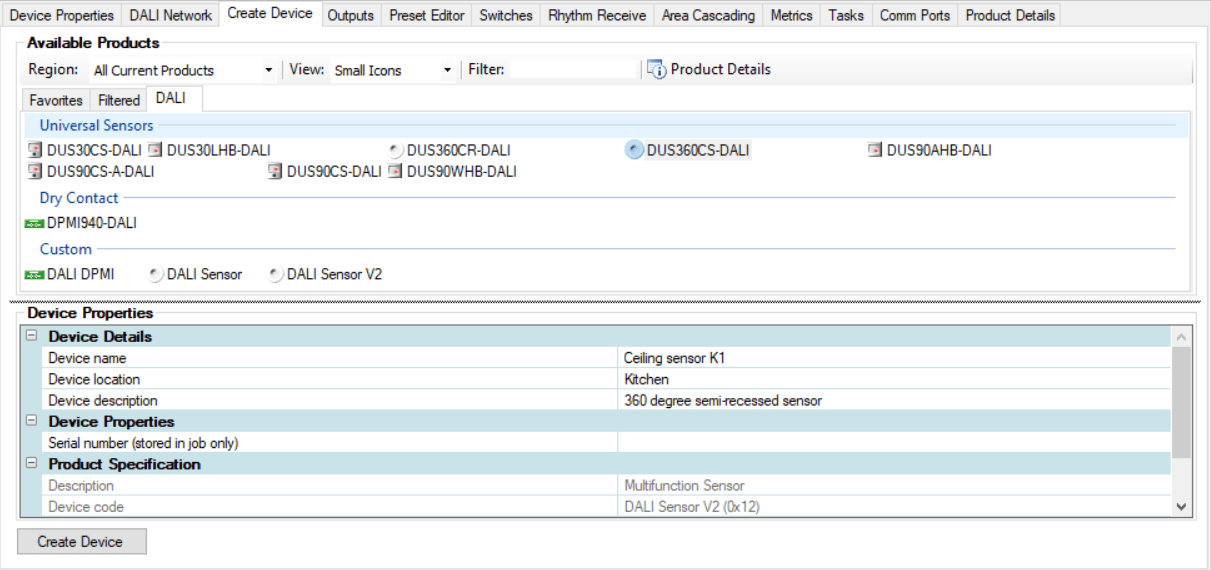 sb create device editor dali expanded