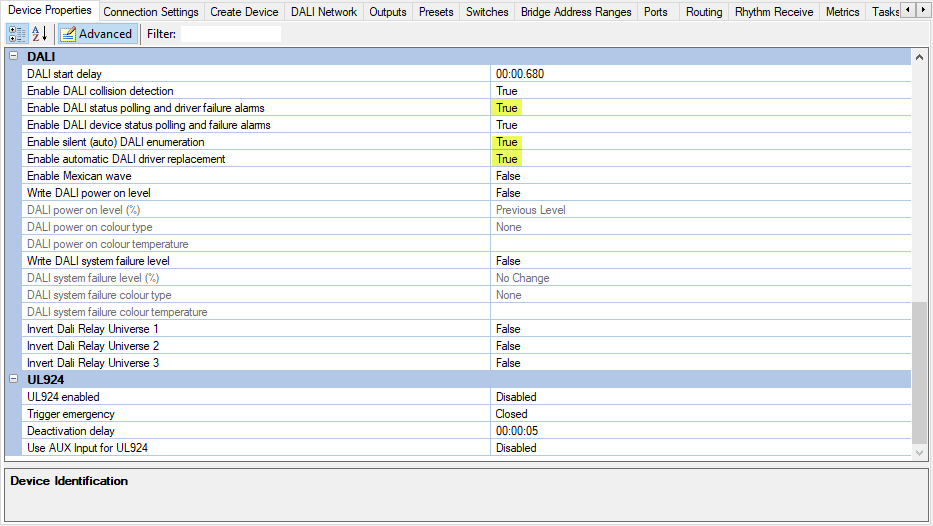 sb device properties ddbc320 dali