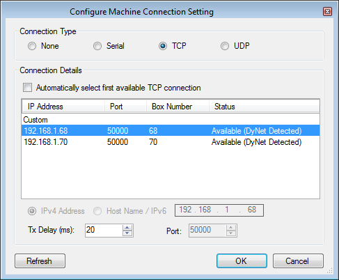 sb machine connection settings tcp