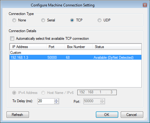 sb machine connection settings tcp single