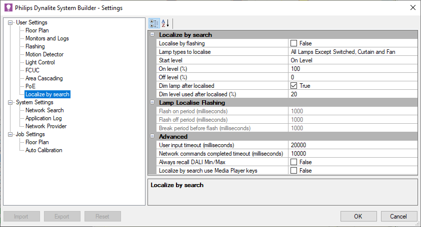 sb settings localise by search