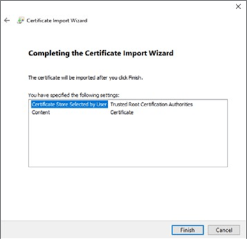 win cert import finish