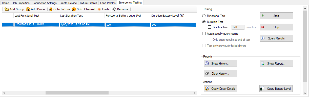 sb emergency testing battery levels