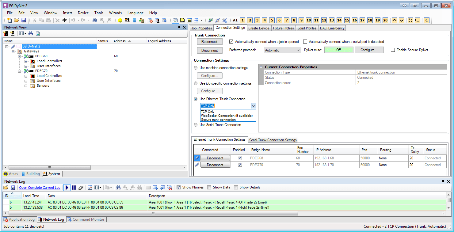 sb job connected ethernet trunk