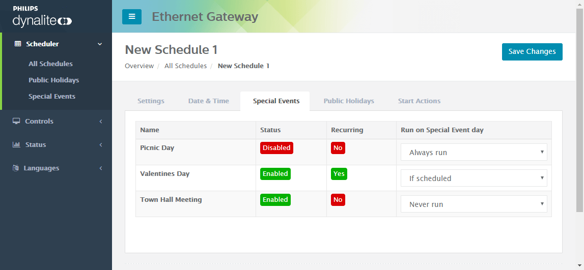 eg web scheduler new special events