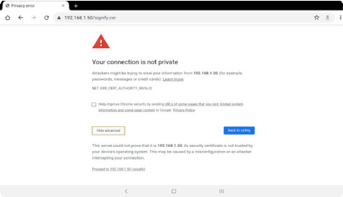 web connection not private advanced