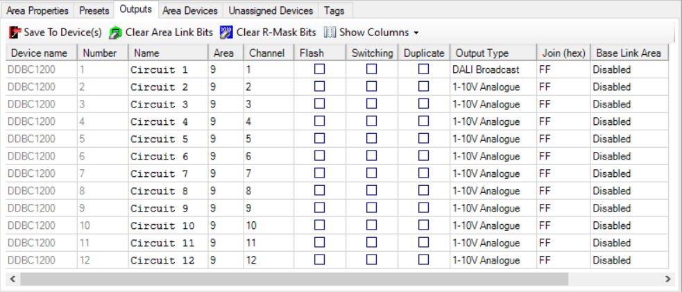 sb area outputs editor ddbc1200