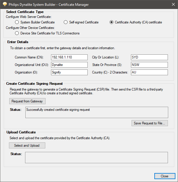 sb cert mgr ca