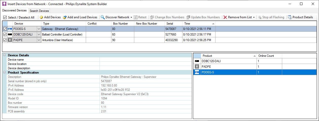 sb insert devices from network discovery