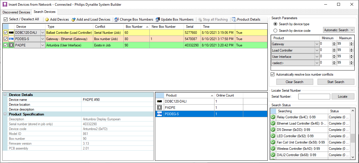 sb insert devices from network search