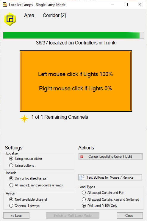 sb localise single area left right click