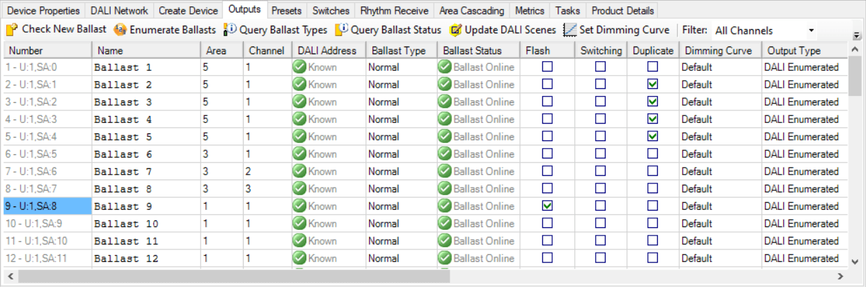 sb system view outputs ddbc120 dali flash