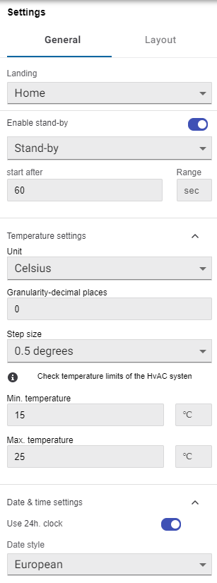 uic project settings general